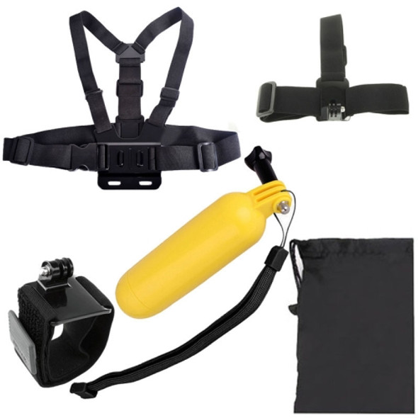 YKD-120 5 in 1 Chest Belt + Wrist Belt + Head Strap + Floating Bobber Monopod + Portable Box + Carry Bag Set for GoPro NEW HERO / HERO7 /6 /5 /5 Session /4 Session /4 /3+ /3 /2 /1, Xiaoyi and Other Action Cameras