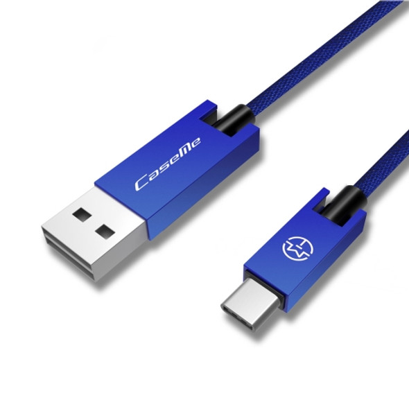 CaseMe 1.2m 5V 2.1A Cloth Weave 3D Aluminium Alloy Type-C to USB Data Sync Charging Cable, For Galaxy S8 & S8 + / LG G6 / Huawei P10 & P10 Plus / Xiaomi Mi 6 & Max 2 and other Smartphones(Blue)