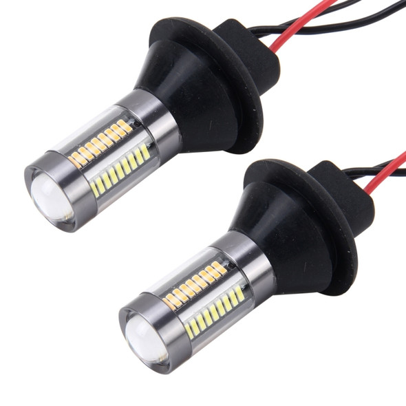 2PCS 1156/Ba15s 5W 300LM 66LEDs SMD-4014 Car Tail Bulb Turn Signal Auto Reverse Lamp Daytime Turn Running Light Car Source (White Light+ Yellow Light), Cable Lenght:1 m