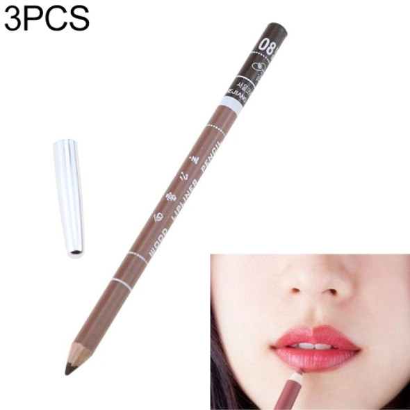 3PCS Professional Wood Waterproof Lady Charming Lip Liner Contour Makeup Lipstick Tool(8)