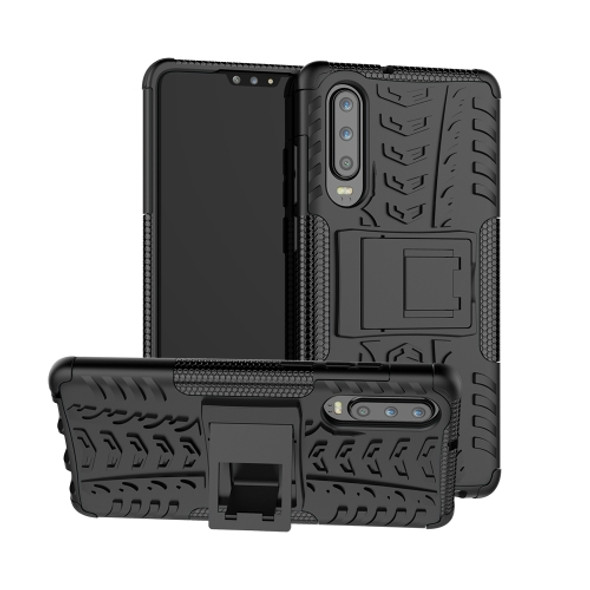 Tire Texture TPU+PC Shockproof Case for Huawei P30, with Holder (Black)