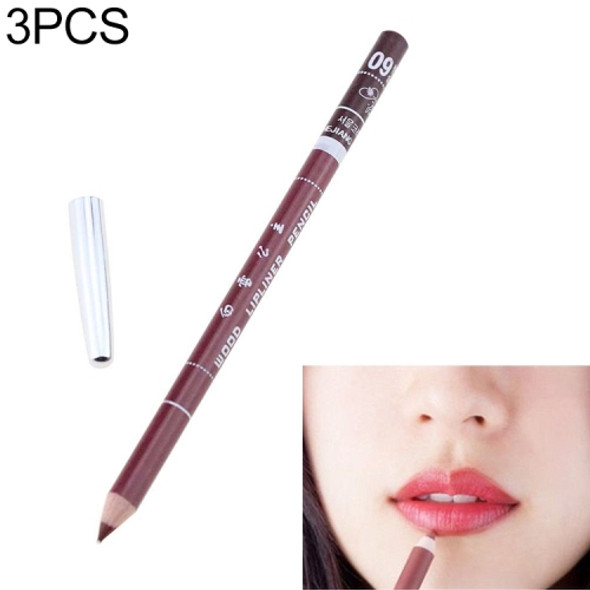 3PCS Professional Wood Waterproof Lady Charming Lip Liner Contour Makeup Lipstick Tool(9)