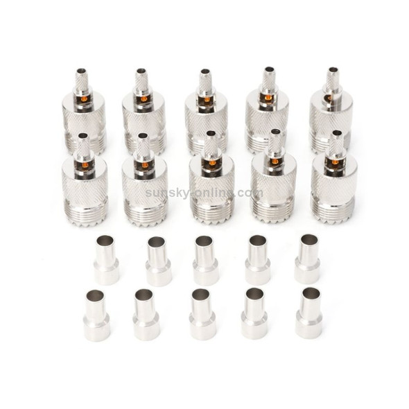 10 Sets UHF Female Jack Crimped RF Connector Coaxial Adapter