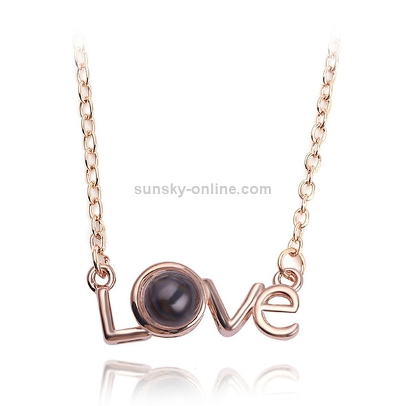 Love Memory 100 Languages I Love You Projection Love Letter Pendant Necklace(love letter rose gold)