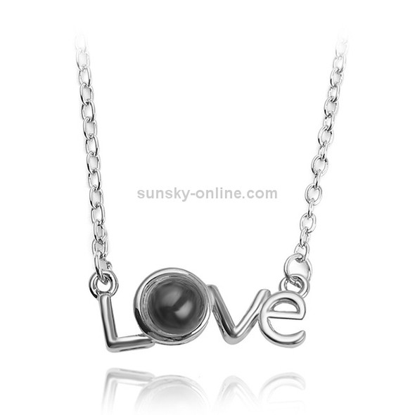 Love Memory 100 Languages I Love You Projection Love Letter Pendant Necklace(love letter silver)