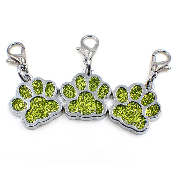 10 PCS Enamel Cat Dog  Bear Paw Prints Key Chain Jewelry Making(Light Green)