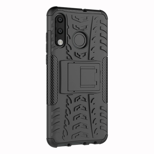 Tire Texture TPU+PC Shockproof Phone Case for Huawei P30 Lite / Nova 4e, with Holder (Black)
