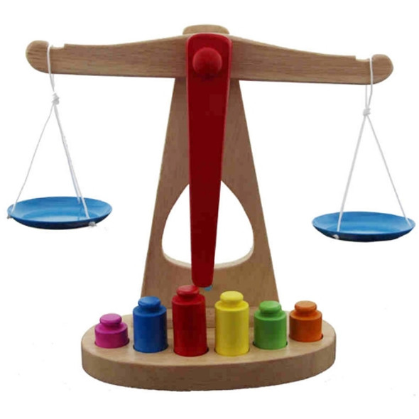 Children Early Education Wooden Balance Scale Counterbalance the Weight Educational Toys, Size: 24.5*23.5*9.5cm