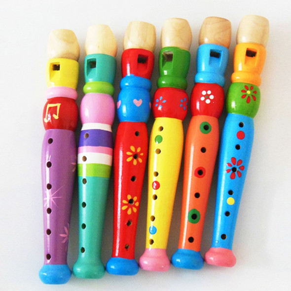 Kindergarten Children Early Education Teaching Aids Wooden Colorful Flute Musical Play Toys, Size: 20*2.5cm
