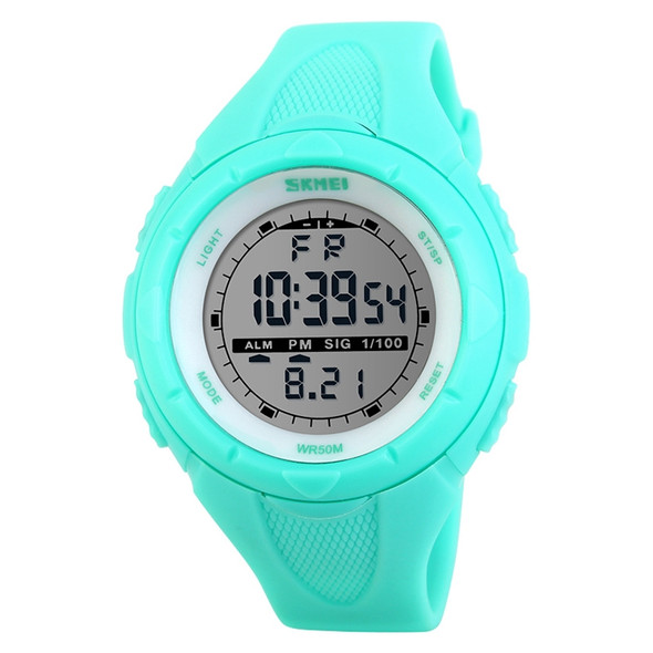SKMEI 1025 Multifunctional Female Outdoor Fashion Waterproof Large Dial Silicone Watchband Wrist Watch(Baby Blue)