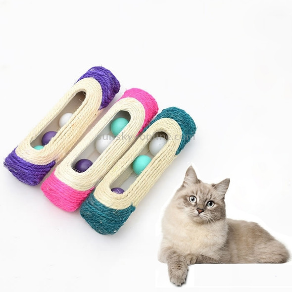 Cat Scratch Board Training Toy Pet Supplies Cat Rack Rolling Sisal Scratching Trapped Ball with Three Balls, Random Color Delivery