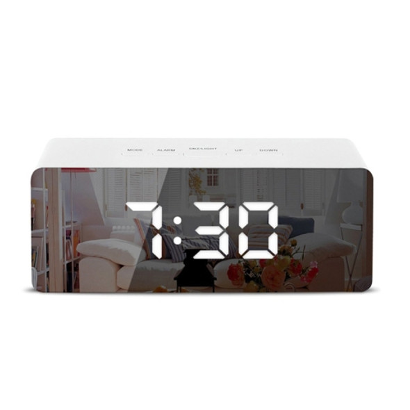 LED Mirror Alarm Clock Digital Snooze Table Clock Electronic Time Temperature Large Display with Wake Up Light White Light