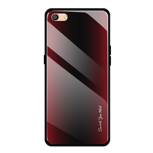 For OPPO F3 Texture Gradient Glass Protective Case(Red)