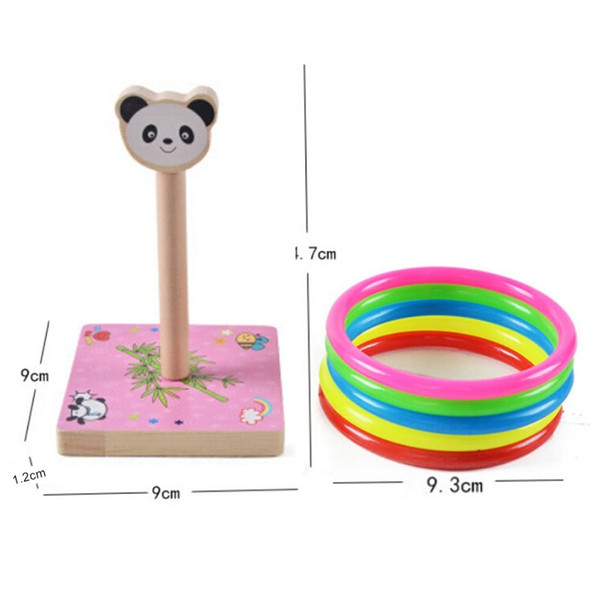 Kindergarten Children Wooden Panda Animal Throwing Ring Toss Games Activities Toys, Size: 9*9*14.7cm