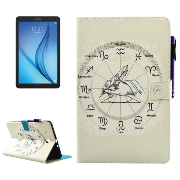 For Galaxy Tab E 9.6 / T560 Twelve Constellations Pattern Horizontal Flip Leather Case with Holder & Wallet & Card Slots & Sleep / Wake-up Function & Pen Slot