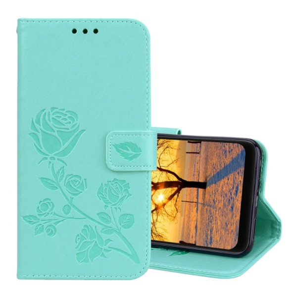 Rose Embossed Horizontal Flip PU Leather Case for Xiaomi Pocophone F1, with Holder & Card Slots & Wallet(Green)