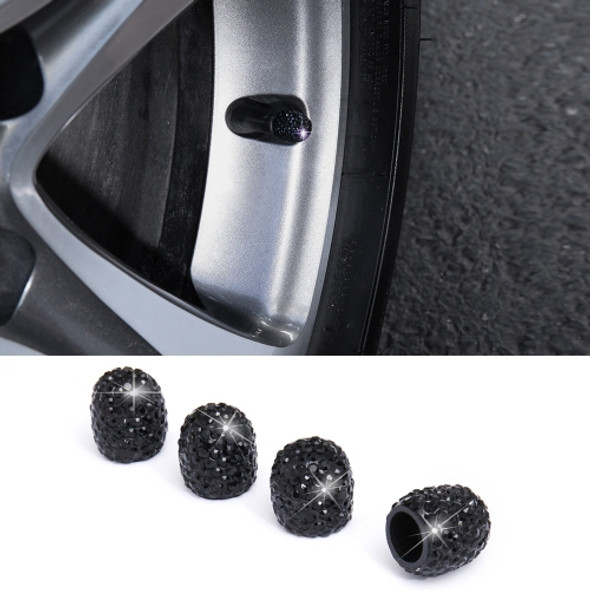 Car Crystal Tire Valve Cap Gas Cap Mouthpiece Cover (Black)