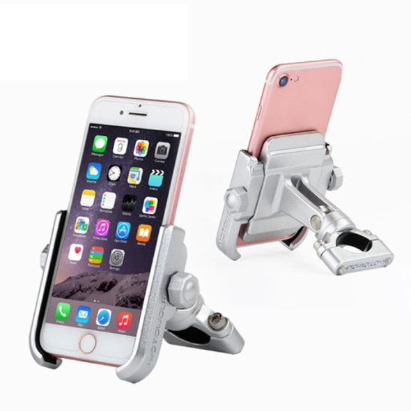 Motorcycle Handlebar Aluminum Alloy Phone Bracket, Suitable for 4-6 inch Device(Silver)