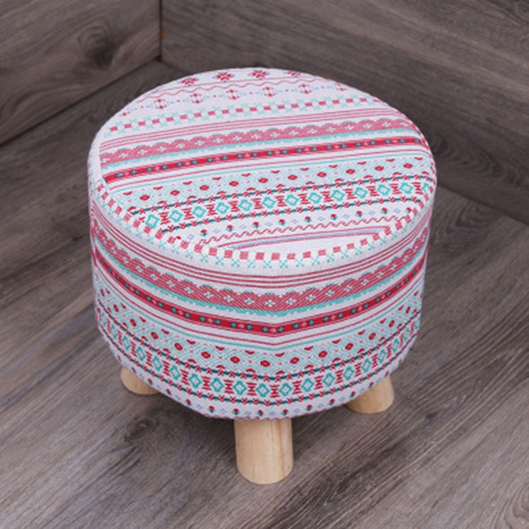 Modern Fabric Solid Wood Stool Thickened Small Stool Living Room Stool(Bohemia)