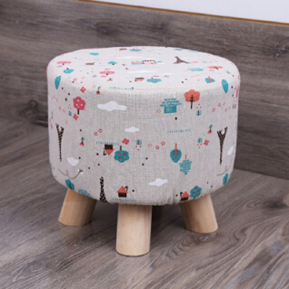 Modern Fabric Solid Wood Stool Thickened Small Stool Living Room Stool(Tower tree)