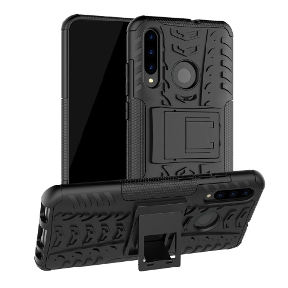 Tire Texture TPU+PC Shockproof Case for Huawei P Smart+ 2019, with Holder (Black)