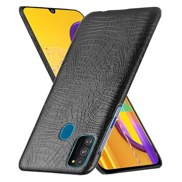 For Galaxy M30s Shockproof Crocodile Texture PC + PU Case(Black)