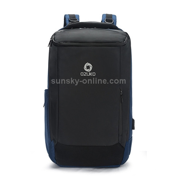 Ozuko 9060 Large Capacity Waterproof USB Outdoor Shoulder Backpack, Size: Large, 33x21x53cm(Blue)