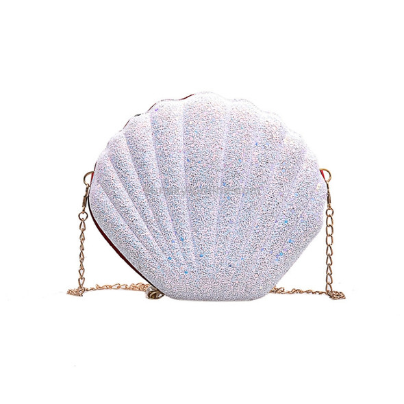Shell Shape Fashion Sequined Single Shoulder Crossbody Bag (White)