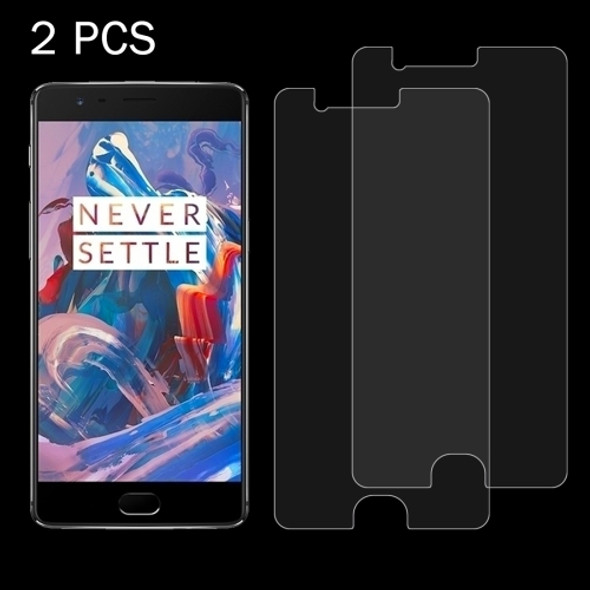 2 PCS for Oneplus Three 0.26mm 9H Surface Hardness 2.5D Explosion-proof Tempered Glass Screen Film