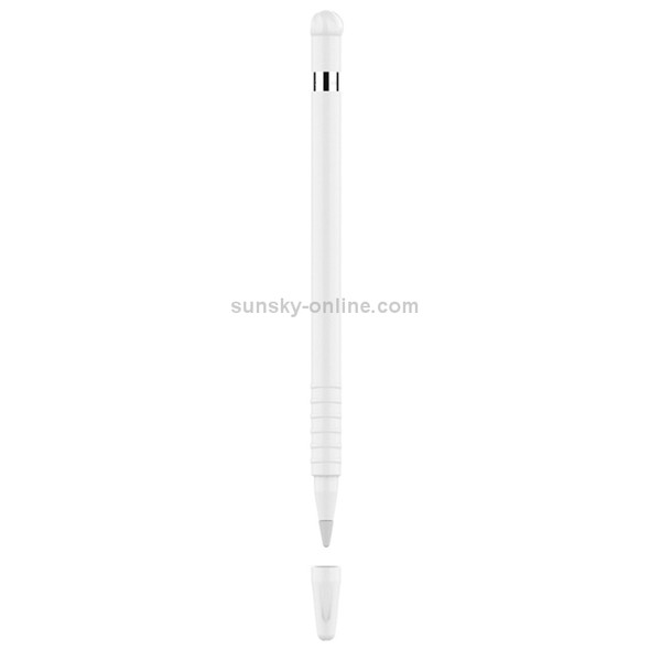 Anti-lost Cap Touch Screen Silicone Protective Cover for Apple Pencil 1(White)