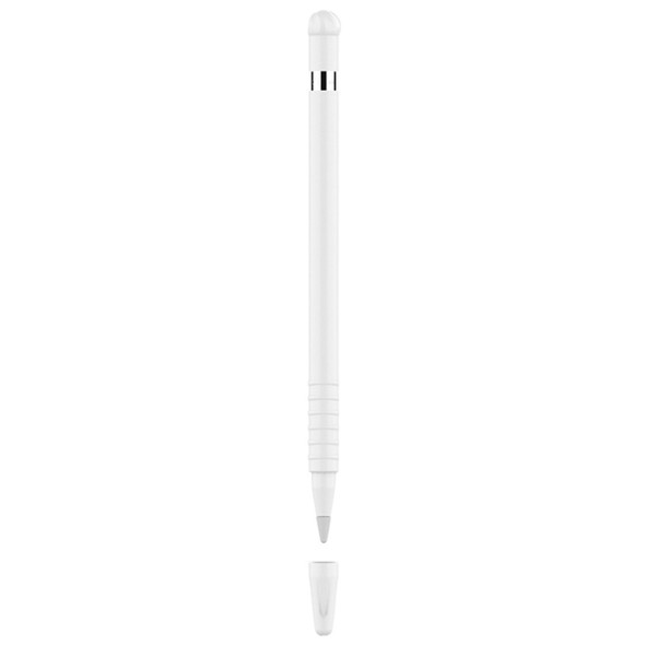 Anti-lost Cap Touch Screen Silicone Protective Cover for Apple Pencil 1(White)