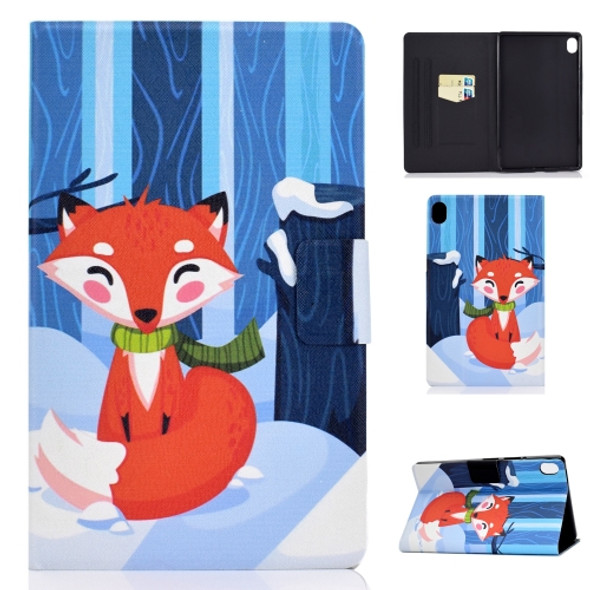 For Huawei MediaPad M6 8.4 Colored Drawing Electric Pressed Horizontal Flip Leather Case, with Holder & Card Slots(Fox)