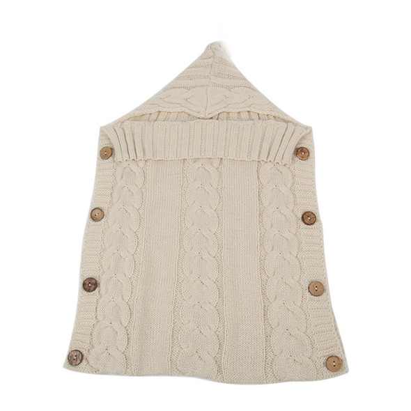 Children Sweater Wooden Button Tassel Hat Baby Hooded Sleeping Bag, Size:One Size(Beige)