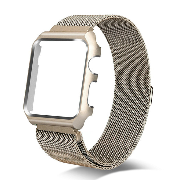 For Apple Watch Series 3 & 2 & 1 38mm Milanese Loop Simple Fashion Metal Watch Strap(Gold)
