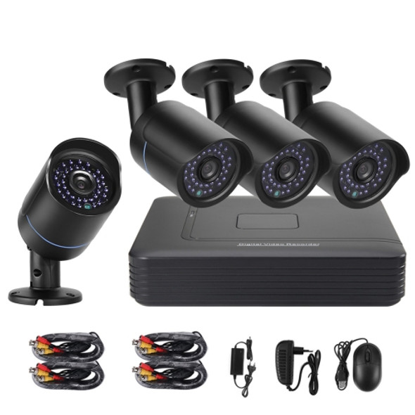 COTIER A4B5-Mini 4 Channel 720P 1.0 Mega Pixel 4 x Bullet AHD Cameras AHD DVR Kit, Support Night Vision / Motion Detection, IR Distance: 20m