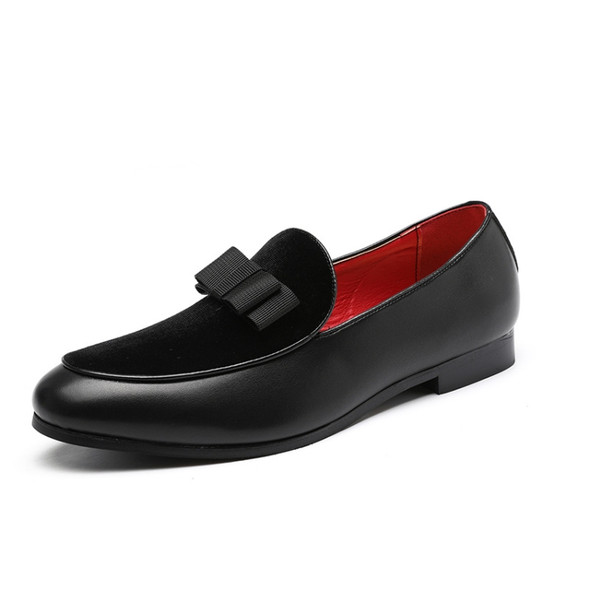 Bowknot Wedding Dress Male Flats Gentlemen Casual Shoes, Shoe Size:44(Black)