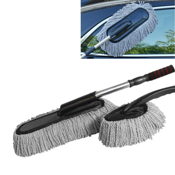 Car Cleaning Tools Car Washing Dewaxing Shan Cotton Brush Mop with Retractable Stainless Steel Tube(Grey)