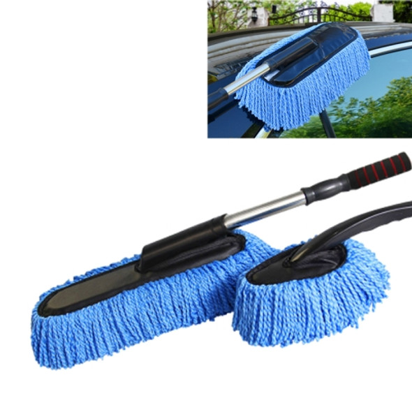 Car Cleaning Tools Car Washing Dewaxing Shan Cotton Brush Mop with Retractable Stainless Steel Tube(Blue)