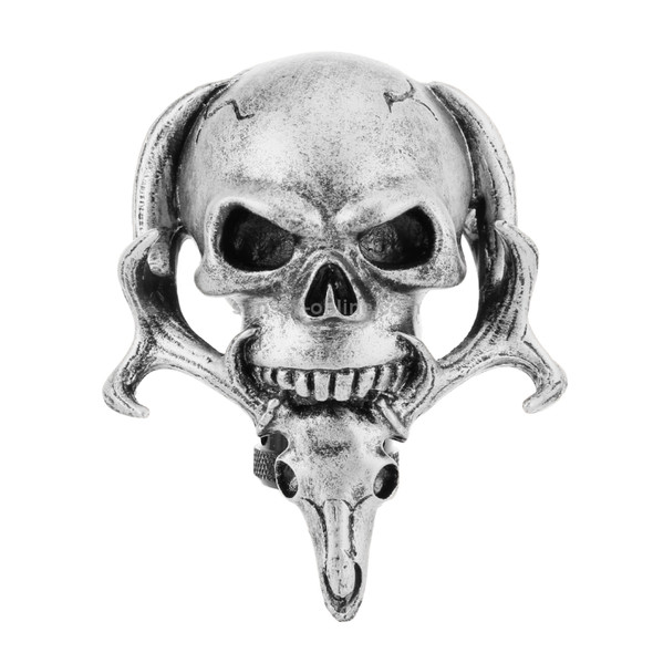 Universal Vehicle Car Creative Skull Double Heads Shaped Shifter Cover Manual Automatic Gear Shift Knob (Silver)