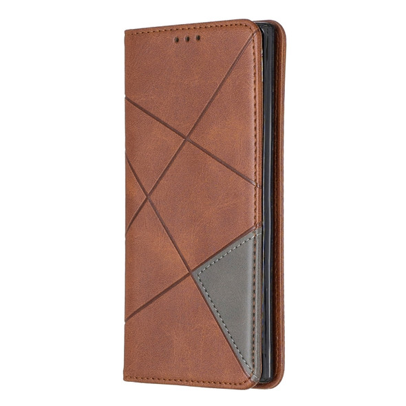 Rhombus Texture Horizontal Flip Magnetic Leather Case with Holder & Card Slots & Wallet For Galaxy Note10(Brown)
