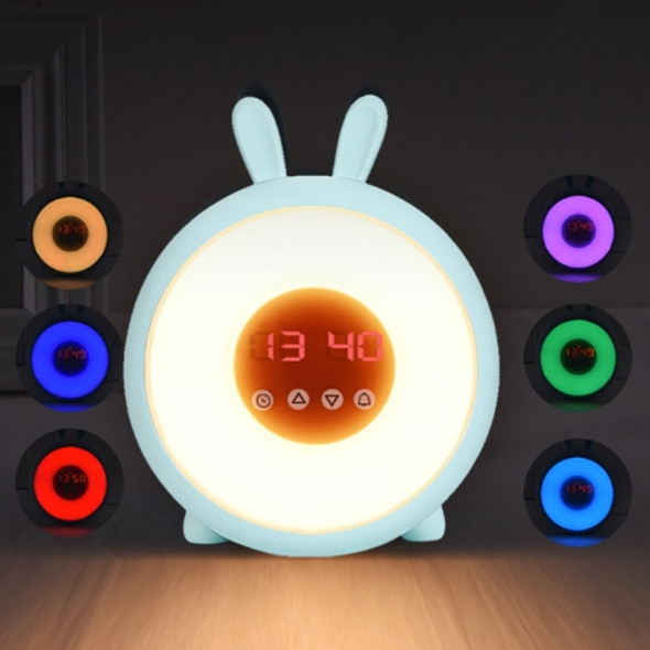 Creative Cartoon Rabbit Shape Digital LED Smart USB Charging Children Alarm Clock(Blue)