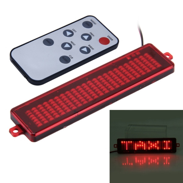 DC 12V Car LED Programmable Showcase Message Sign Scrolling Display Lighting Board with Remote Control (Red Light)