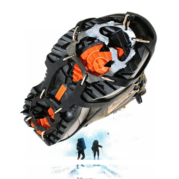 18 Teeth Silica Gel Steel Claw Ice Climbing on Foot Non-slip Mountaineering Foot Cover, One Pair(M (3742) )