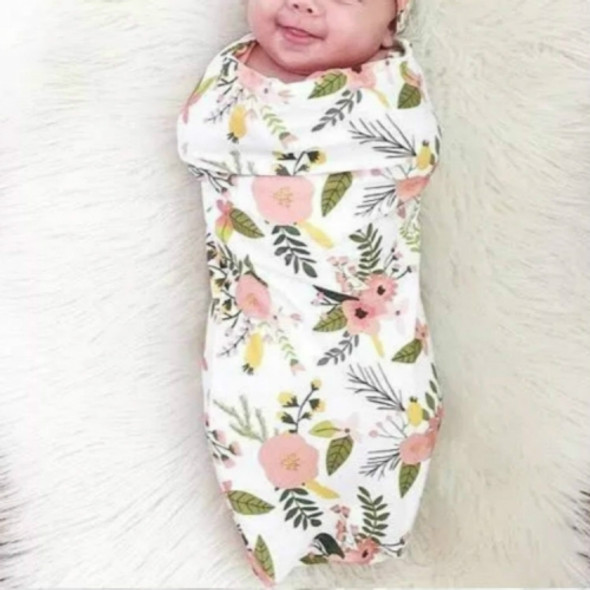 Newborn Baby Sleeping Bag Swaddle With Headband, Size:65x28cm(Floral)