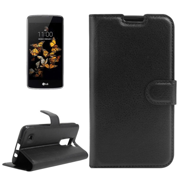 For LG K8 Litchi Texture Horizontal Flip Leather Case with Holder & Card Slots & Wallet(Black)