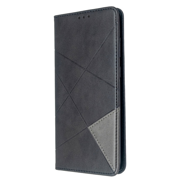 For Galaxy S20 Ultra Rhombus Texture Horizontal Flip Magnetic Leather Case with Holder & Card Slots(Black)