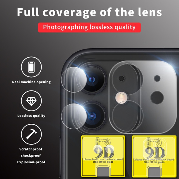 For iPhone 11 Pro Max 9D Transparent Rear Camera Lens Protector Tempered Glass Film Combination Packages