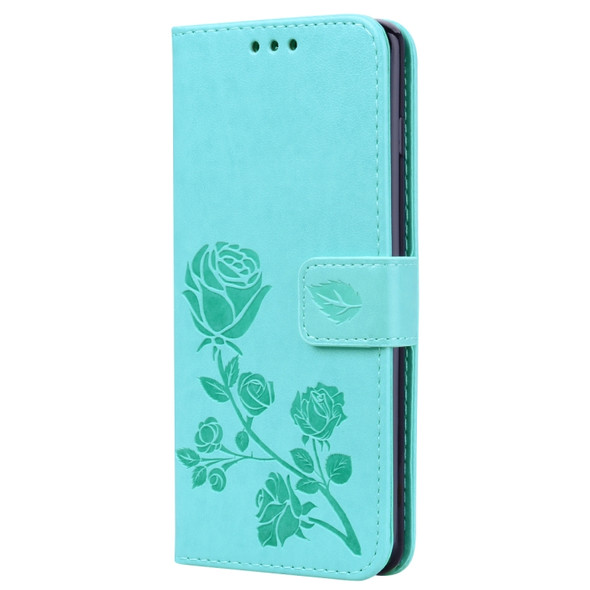 Rose Embossed Horizontal Flip PU Leather Case for Galaxy S10, with Holder & Card Slots & Wallet (Green)
