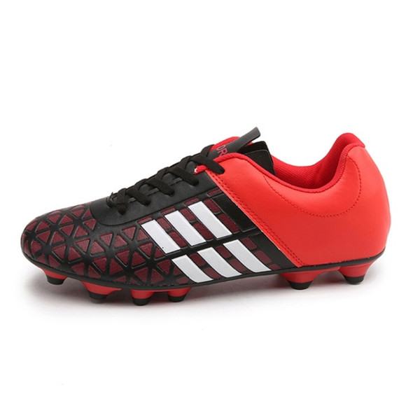 Comfortable and Lightweight PU Soccer Shoes for Children & Adult (Color:Red Size:42)