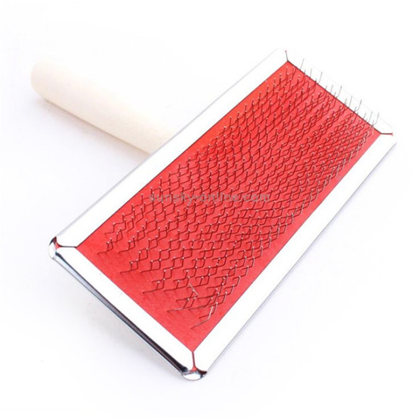 Soft Curve Needled Manual Bristles Grooming Cleaning Brush with Wood Handle for Pet, Big Size